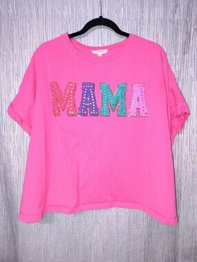 Crystal Studded 'MAMA' Oversized Top